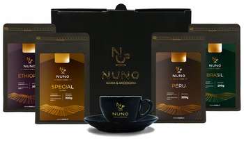 ZESTAW PREZENTOWY NUNO GOLD 4X KAWA ZIARNISTA ŚWIEŻO PALONA FILIŻANKA 80ML