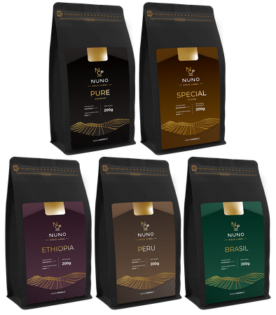 ZESTAW KAW ŚWIEŻO PALONYCH 100% ARABIKA NUNO GOLD LABEL 5X200G