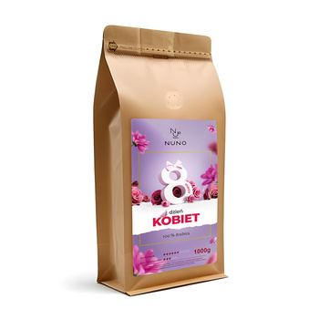 NUNO kawa ziarnista z etykietą DZIEŃ KOBIET 100% Arabica 1000g