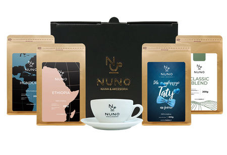 ZESTAW PREZENTOWY DLA TATY NUNO 4X KAWA ZIARNISTA FILIŻANKA 80 ML