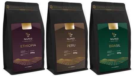 ZESTAW KAW ŚWIEŻO PALONYCH 100% ARABIKA NUNO GOLD LABEL 3X200G