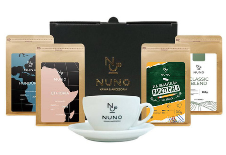 ZESTAW PREZENTOWY DLA NAUCZYCIELA NUNO 4X KAWA ZIARNISTA FILIŻANKA 200 ML