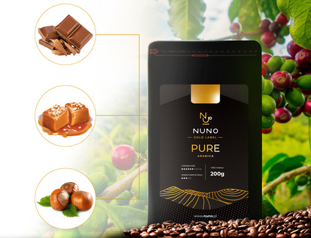 ZESTAW KAW ŚWIEŻO PALONYCH 100% ARABIKA NUNO GOLD LABEL 5X200G